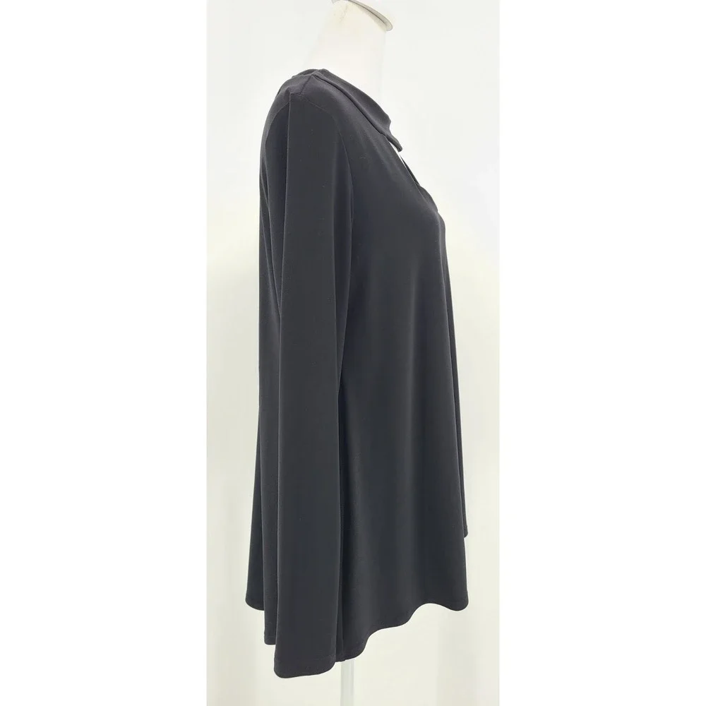 Sympli PeekaBoo Tunic Top 10 Black Stretch Minimalist Neutral Capsule Keyhole - Picture 4 of 11